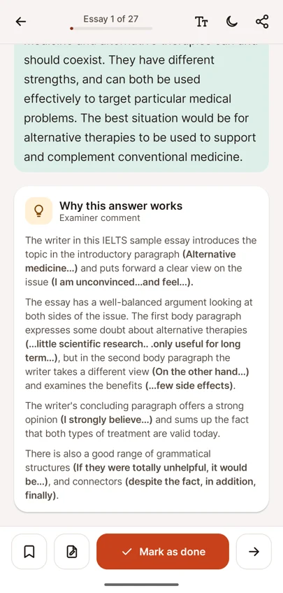 Why this answer works: examiner comment under the essay